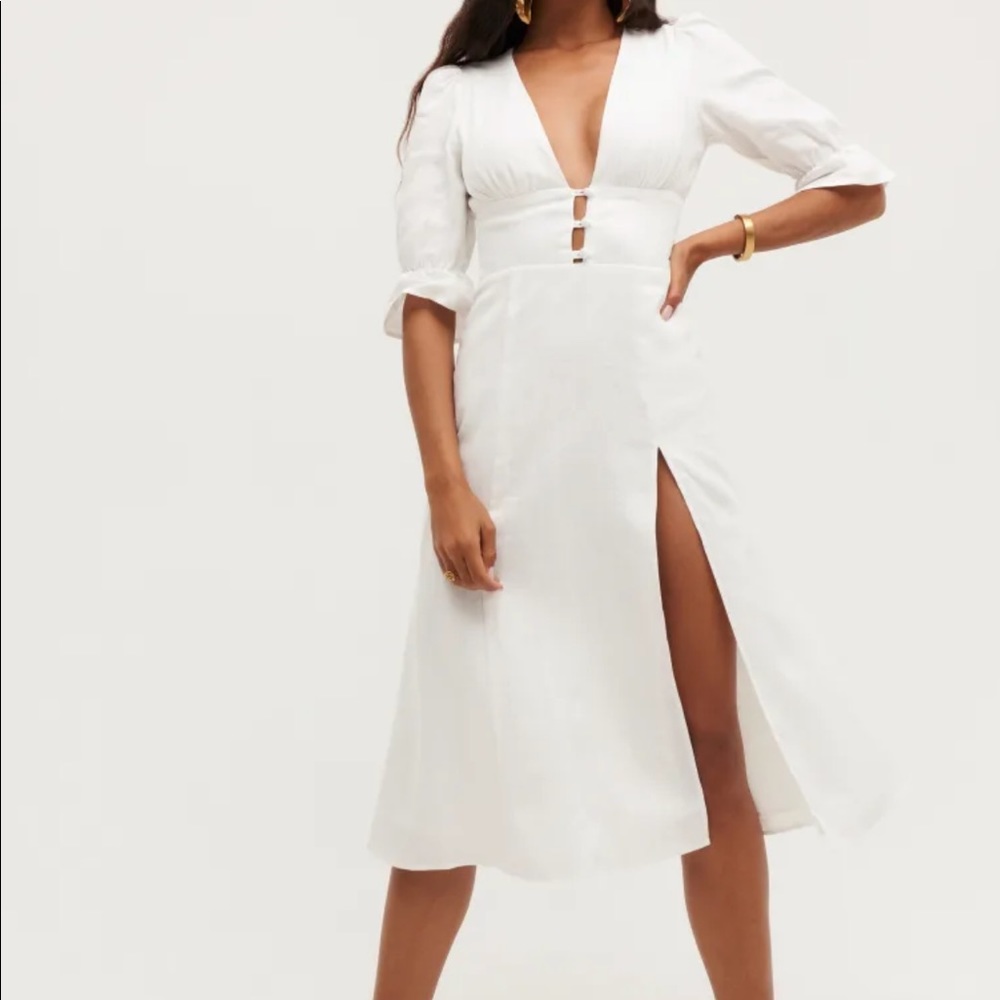 NEVER WORN, TAGS ON REFORMATION MARIBEL DRESS